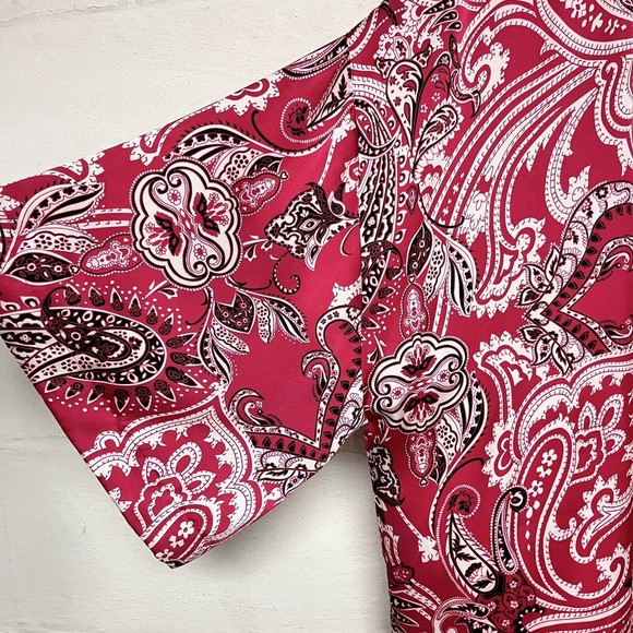 Violet & Claire Pink Paisley Open Front Kimono Top Womens Sz M Lined Boho Satin - Picture 3 of 7